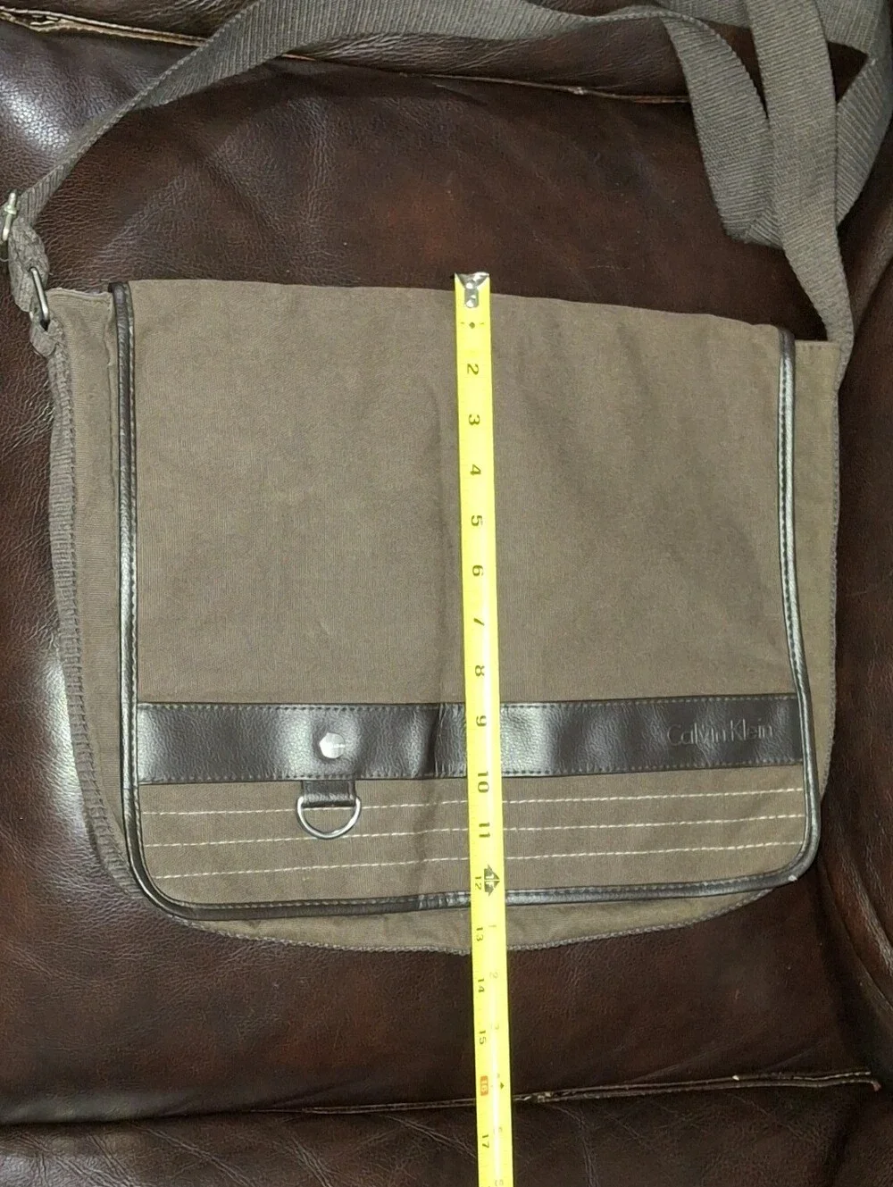 Brown Calvin Klein Canvas Messenger Bag
